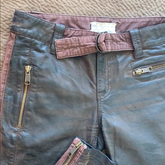 Free People leather pants zip moto vegan faux edgy - Picture 2 of 8